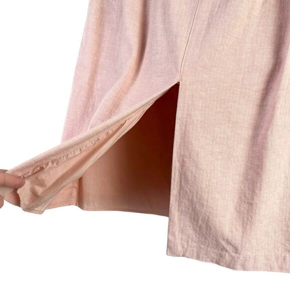 Banana Republic Linen Cotton Midi Skirt‎ Herringbone Sunwashed Pink, Size 12 - Picture 9 of 11